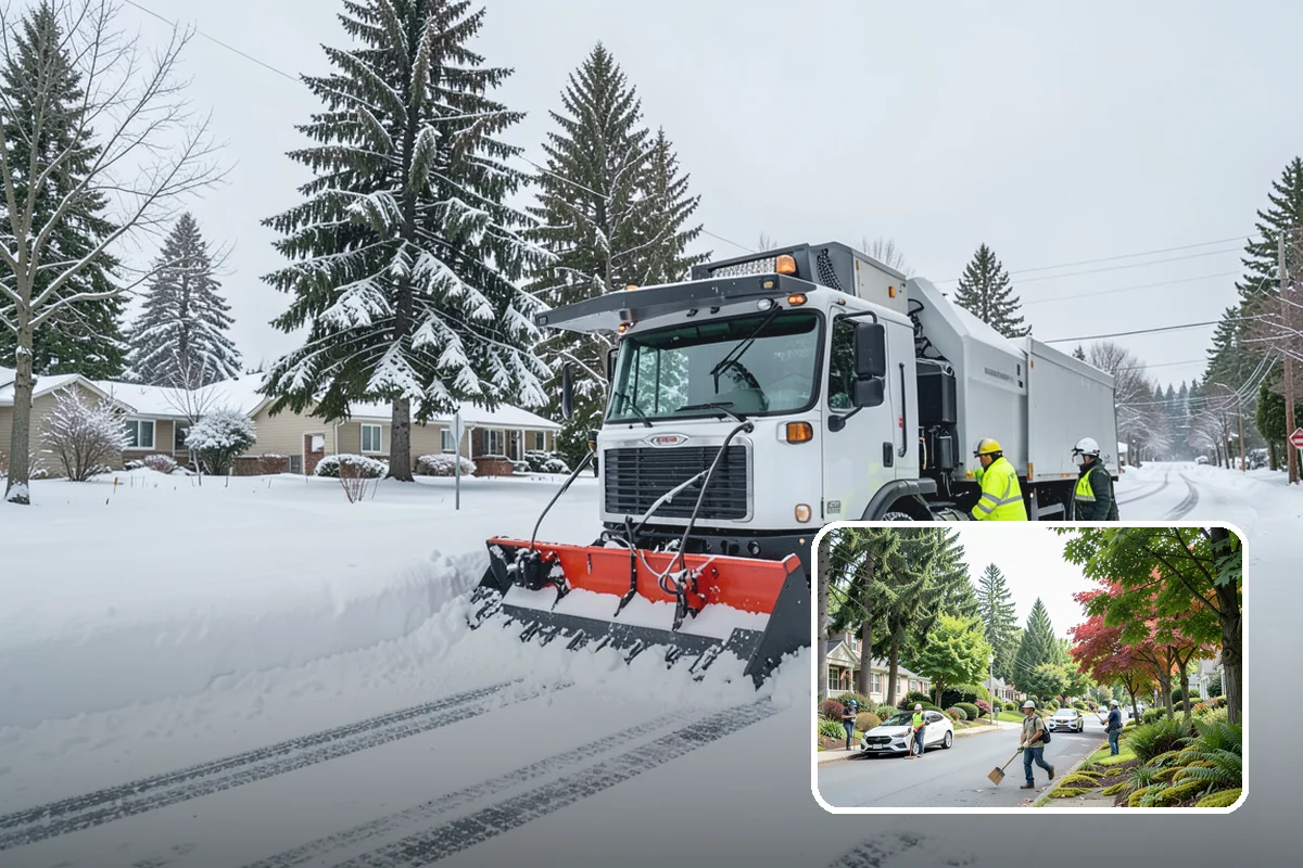 School Campus Snow Removal in Beaux Arts Village, King County, WA - Campus ready before students arrive