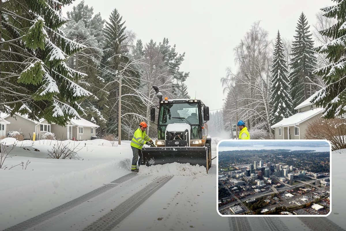 School Campus Snow Removal in Bellevue, King County, WA - Campus ready before students arrive