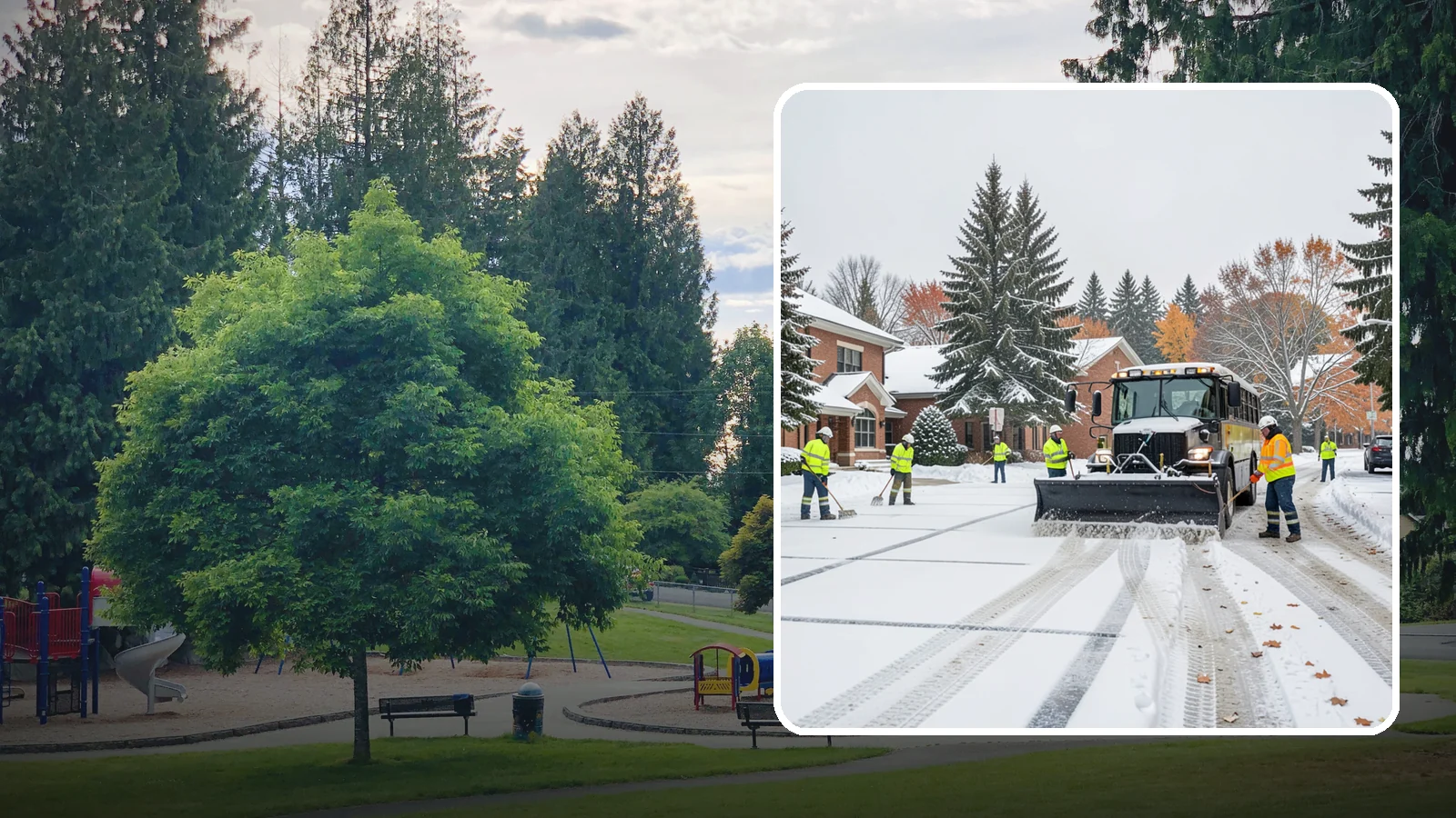 School Campus Snow Removal in Bonney Lake, Pierce County, WA - We clear school campuses so students, staff, and buses arrive and move safely on snowy mornings.