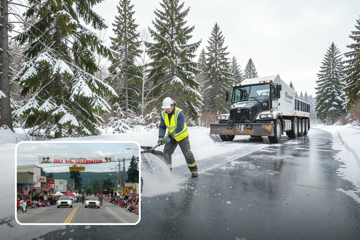 School Campus Snow Removal in Carnation, King County, WA - Campus ready before students arrive