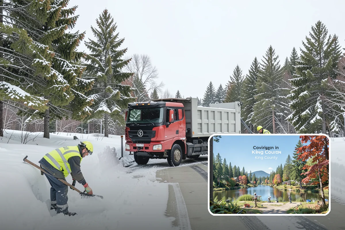 School Campus Snow Removal in Covington, King County, WA - Campus ready before students arrive