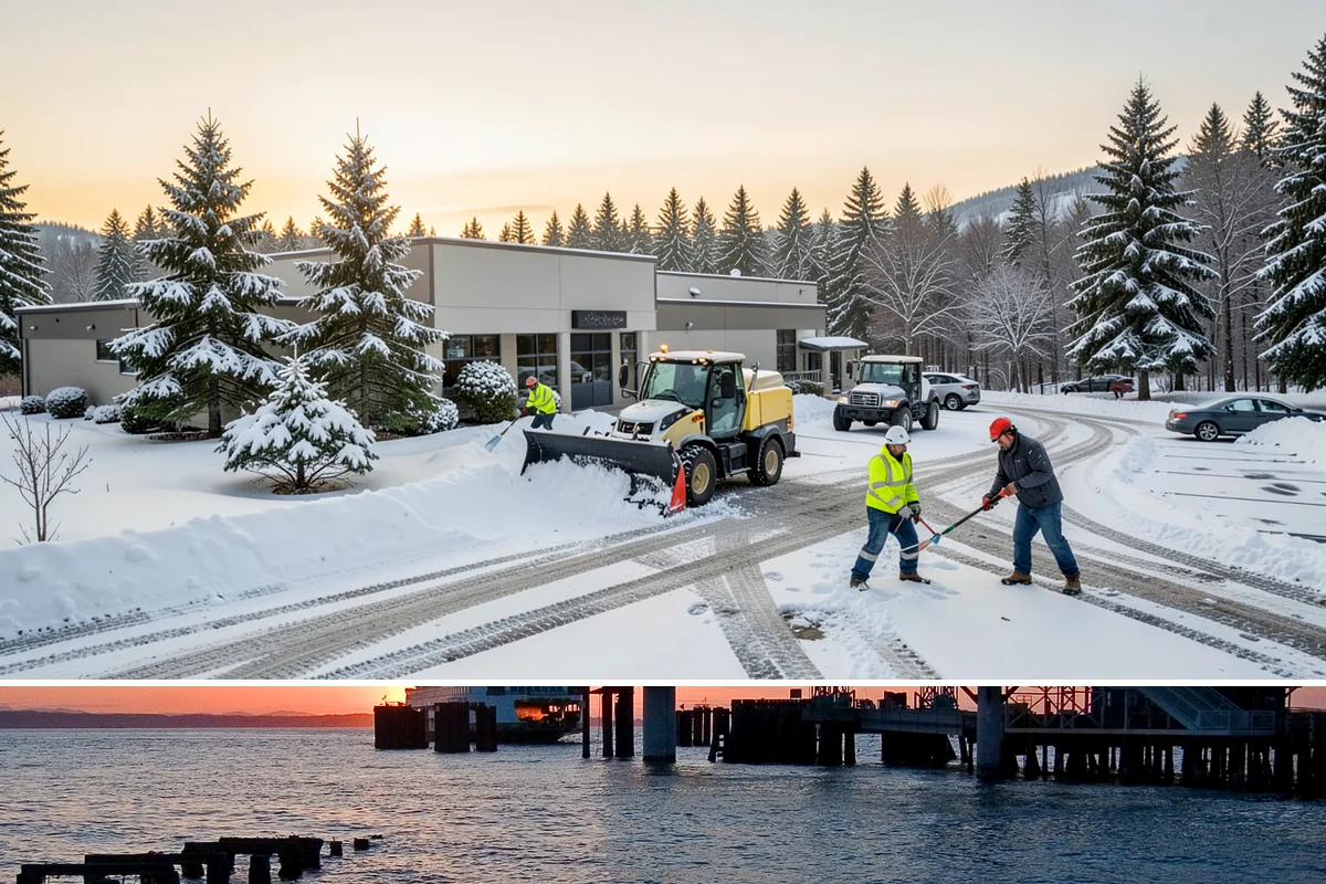 School Campus Snow Removal in Edmonds, Snohomish County, WA - School campus service is most critical on snowy school mornings from December through February.