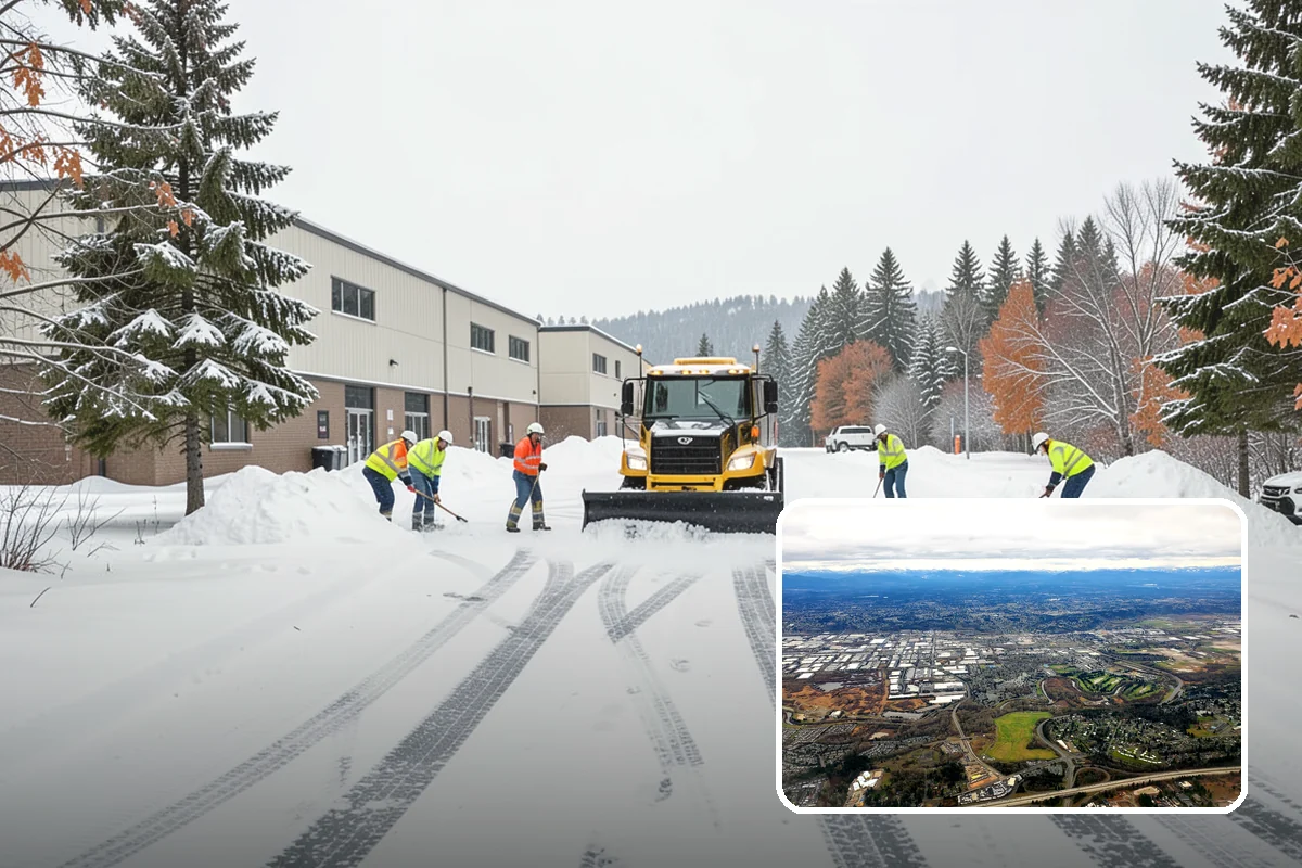 School Campus Snow Removal in Kent, King County, WA - Campus ready before students arrive