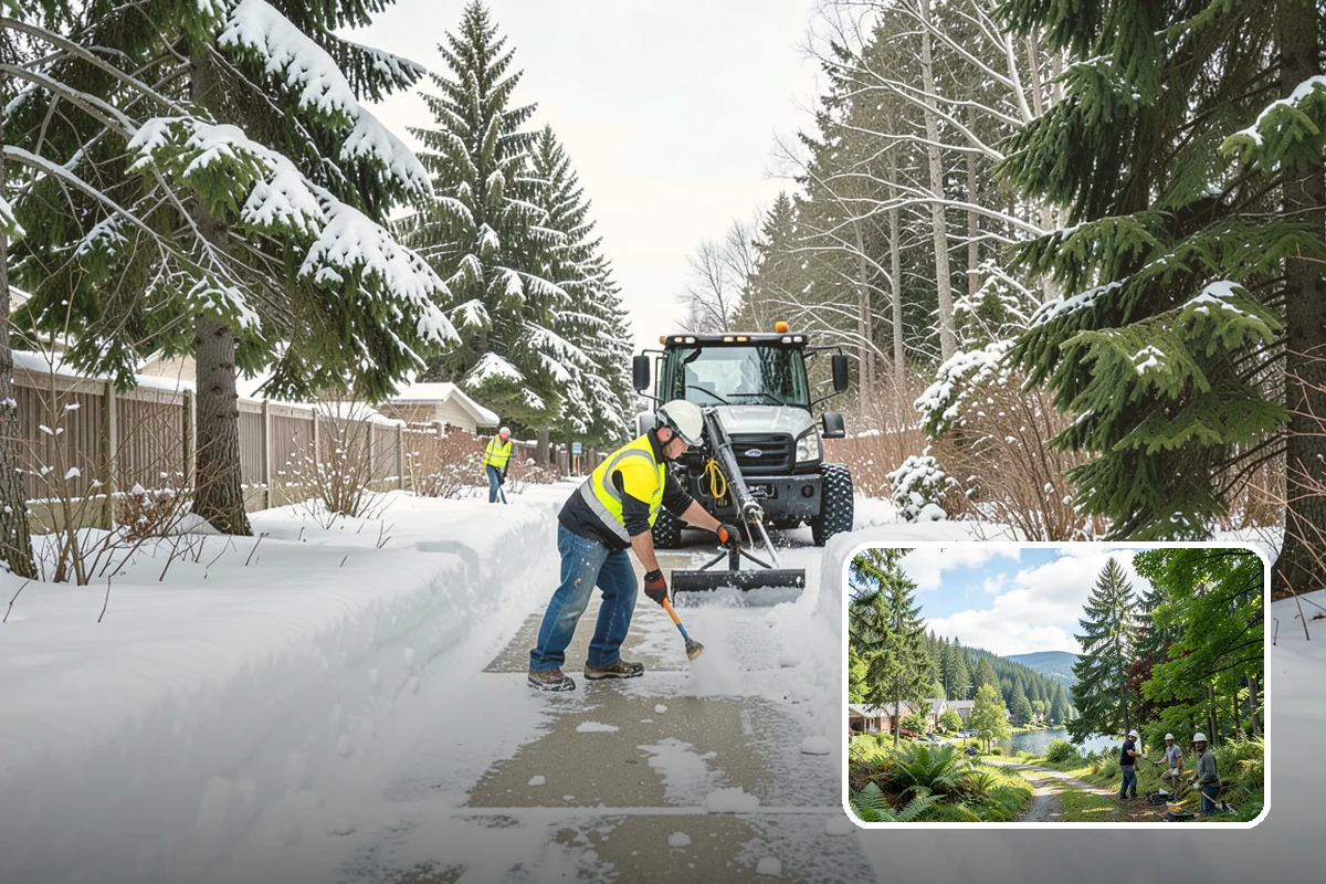 School Campus Snow Removal in Lake Forest Park, King County, WA - Campus ready before students arrive