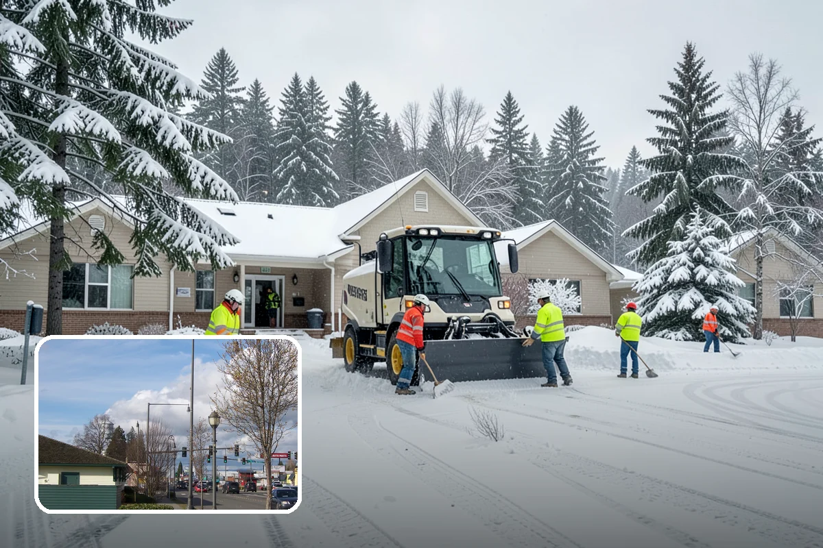 School Campus Snow Removal in Marysville, Snohomish County, WA - Campus ready before students arrive