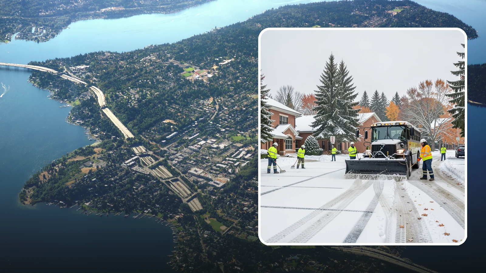 School Campus Snow Removal in Mercer Island, King County, WA - We clear school campuses so students, staff, and buses arrive and move safely on snowy mornings.