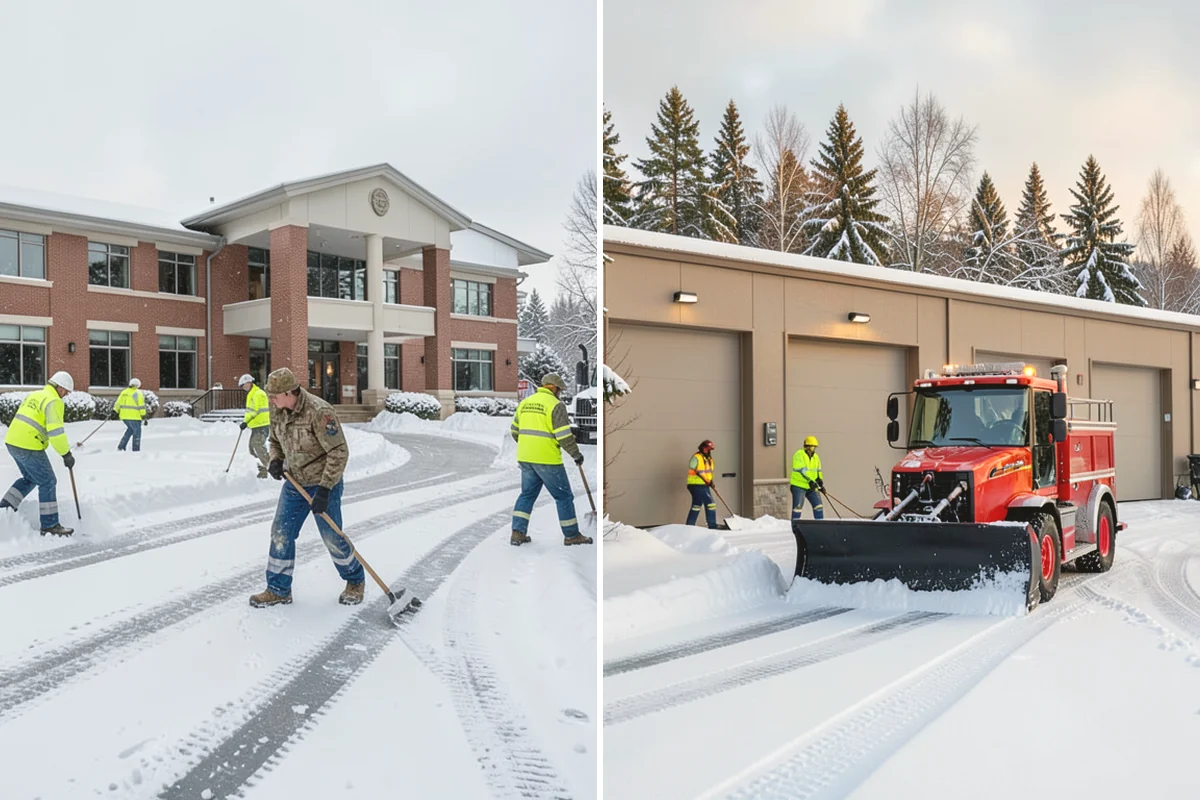 School Campus Snow Removal in Mercer Island, King County, WA - Prioritize bus loops, drop-offs, and entrances