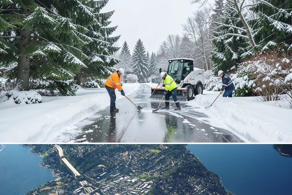 School Campus Snow Removal in Mercer Island, King County, WA - School campus service is most critical on snowy school mornings from December through February.