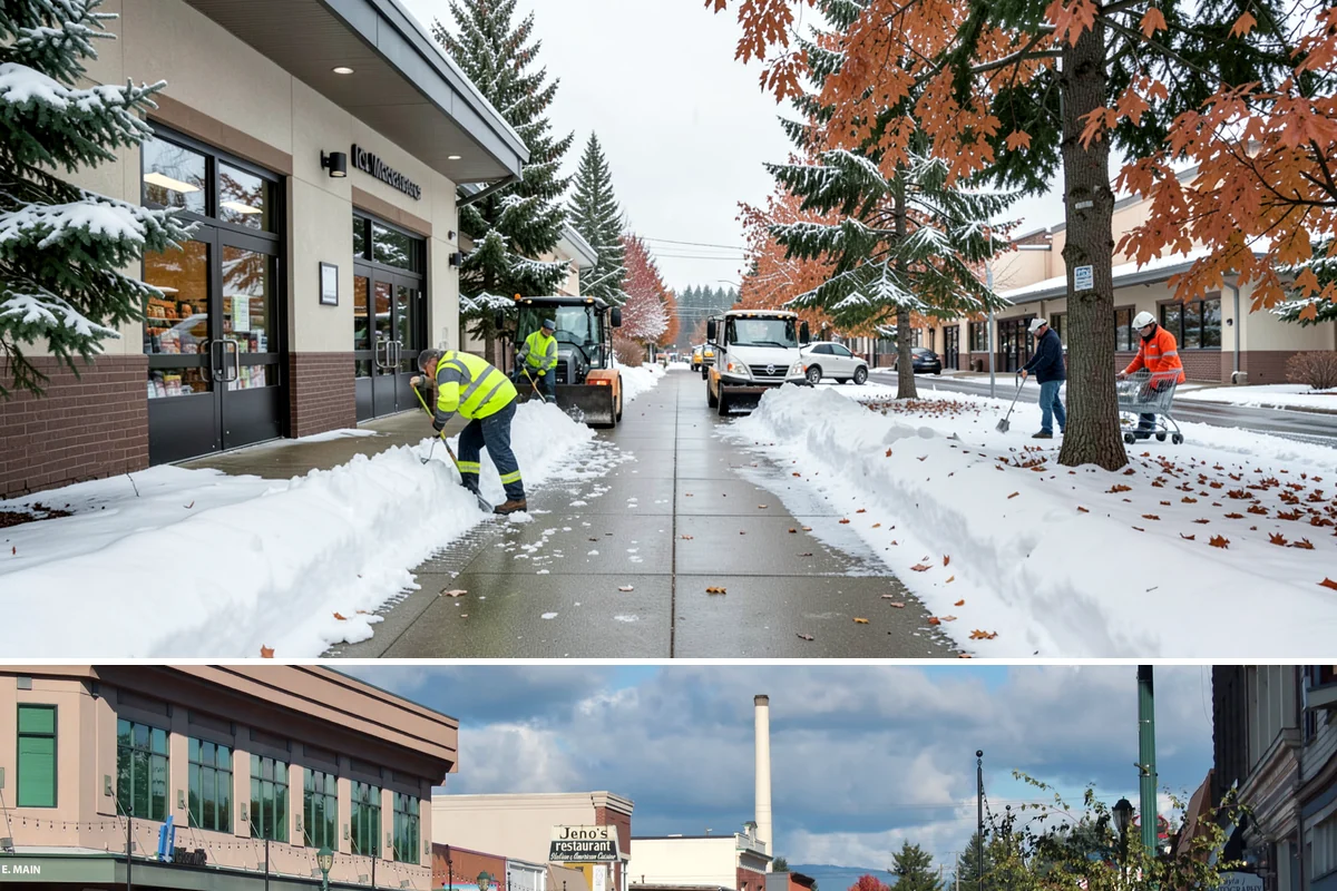 School Campus Snow Removal in Monroe, Snohomish County, WA - School campus service is most critical on snowy school mornings from December through February.