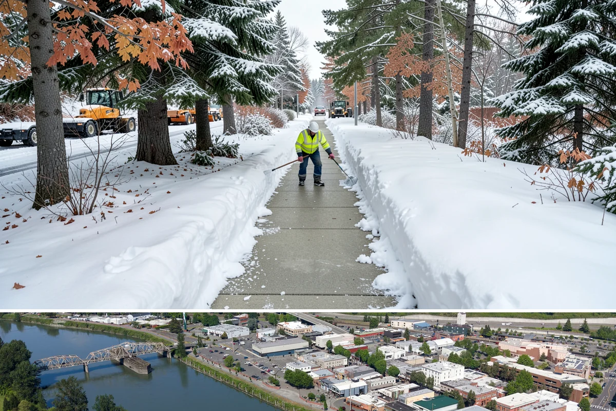 School Campus Snow Removal in Mount Vernon, Skagit County, WA - School campus service is most critical on snowy school mornings from December through February.