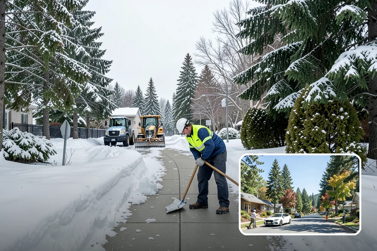 School Campus Snow Removal in Orting, Pierce County, WA - Campus ready before students arrive