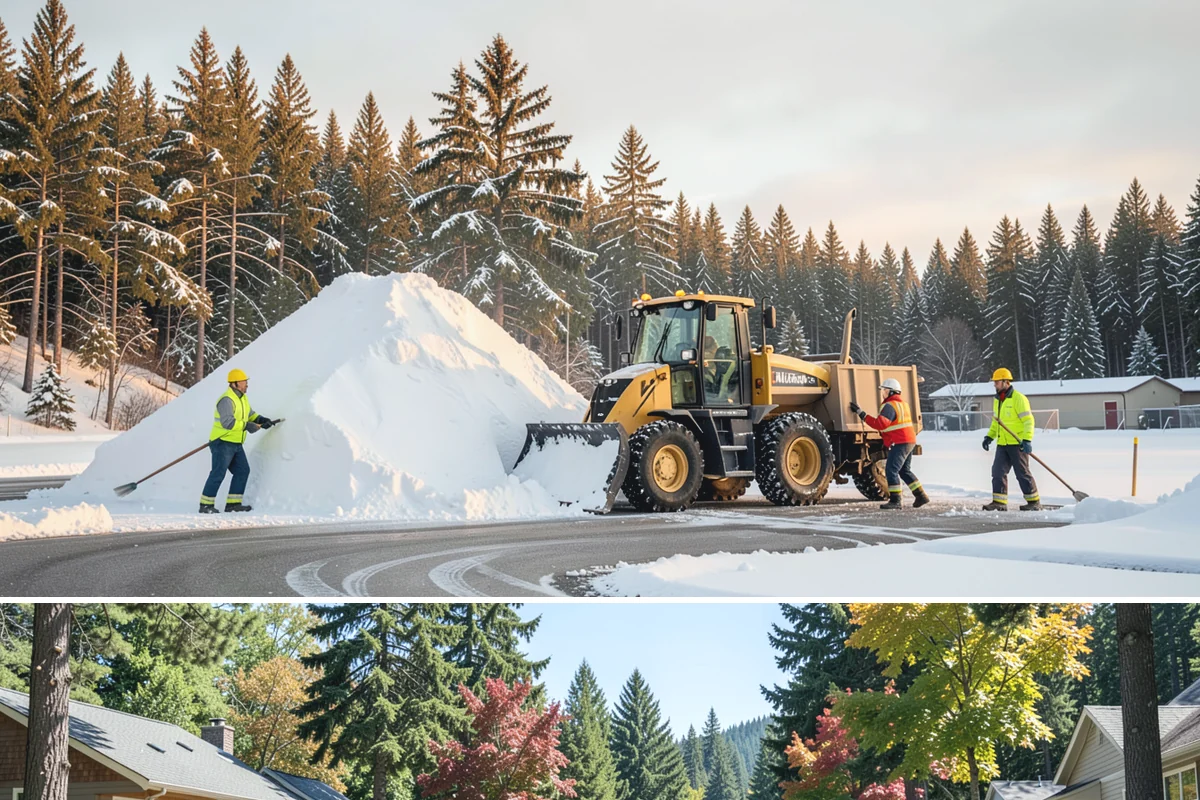 School Campus Snow Removal in Orting, Pierce County, WA - School campus service is most critical on snowy school mornings from December through February.