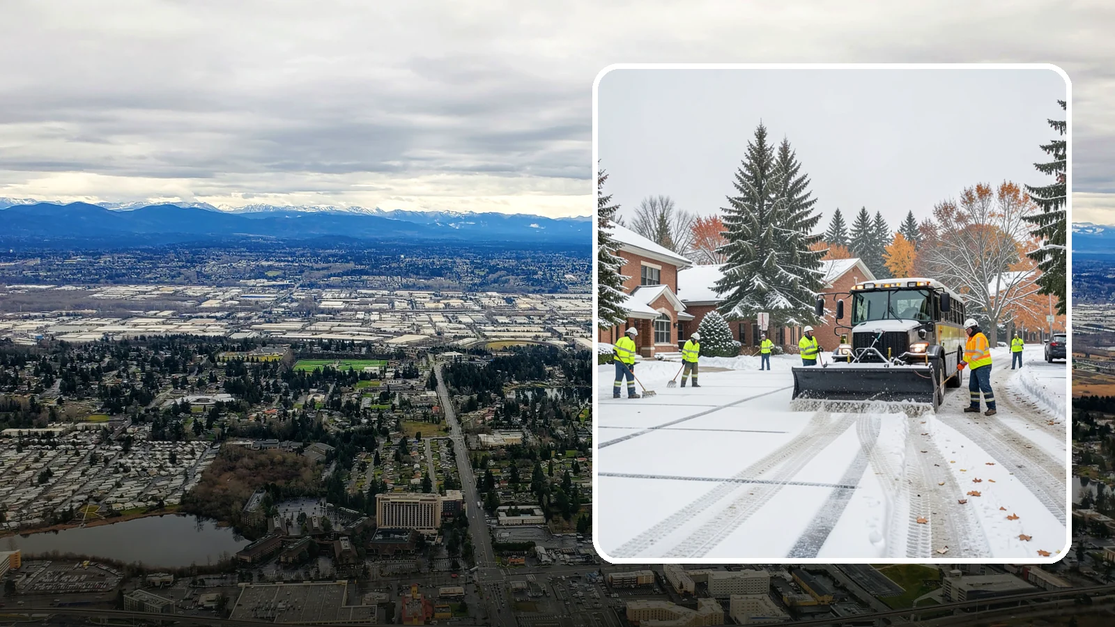 School Campus Snow Removal in SeaTac, King County, WA - We clear school campuses so students, staff, and buses arrive and move safely on snowy mornings.