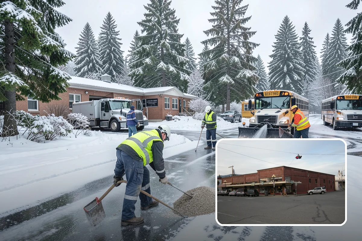 School Campus Snow Removal in Sedro-Woolley, Skagit County, WA - Campus ready before students arrive
