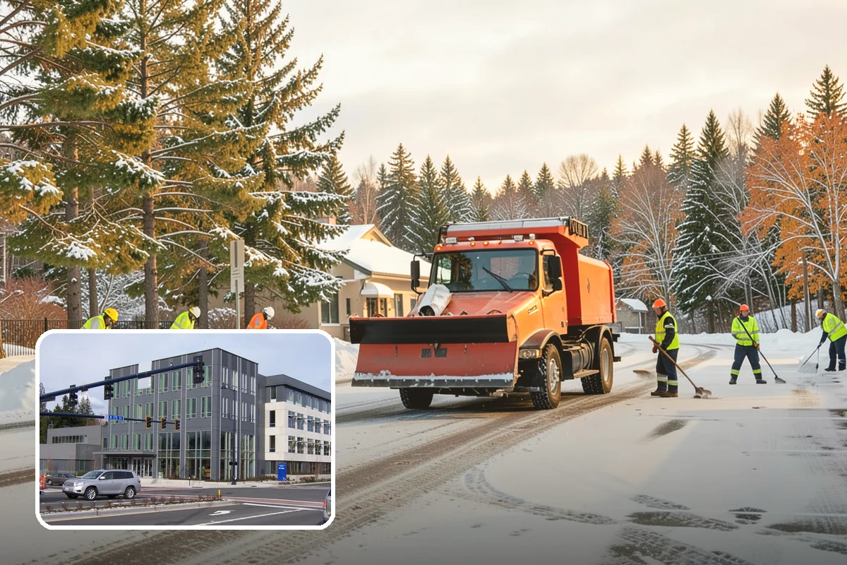 School Campus Snow Removal in Shoreline, King County, WA - Campus ready before students arrive