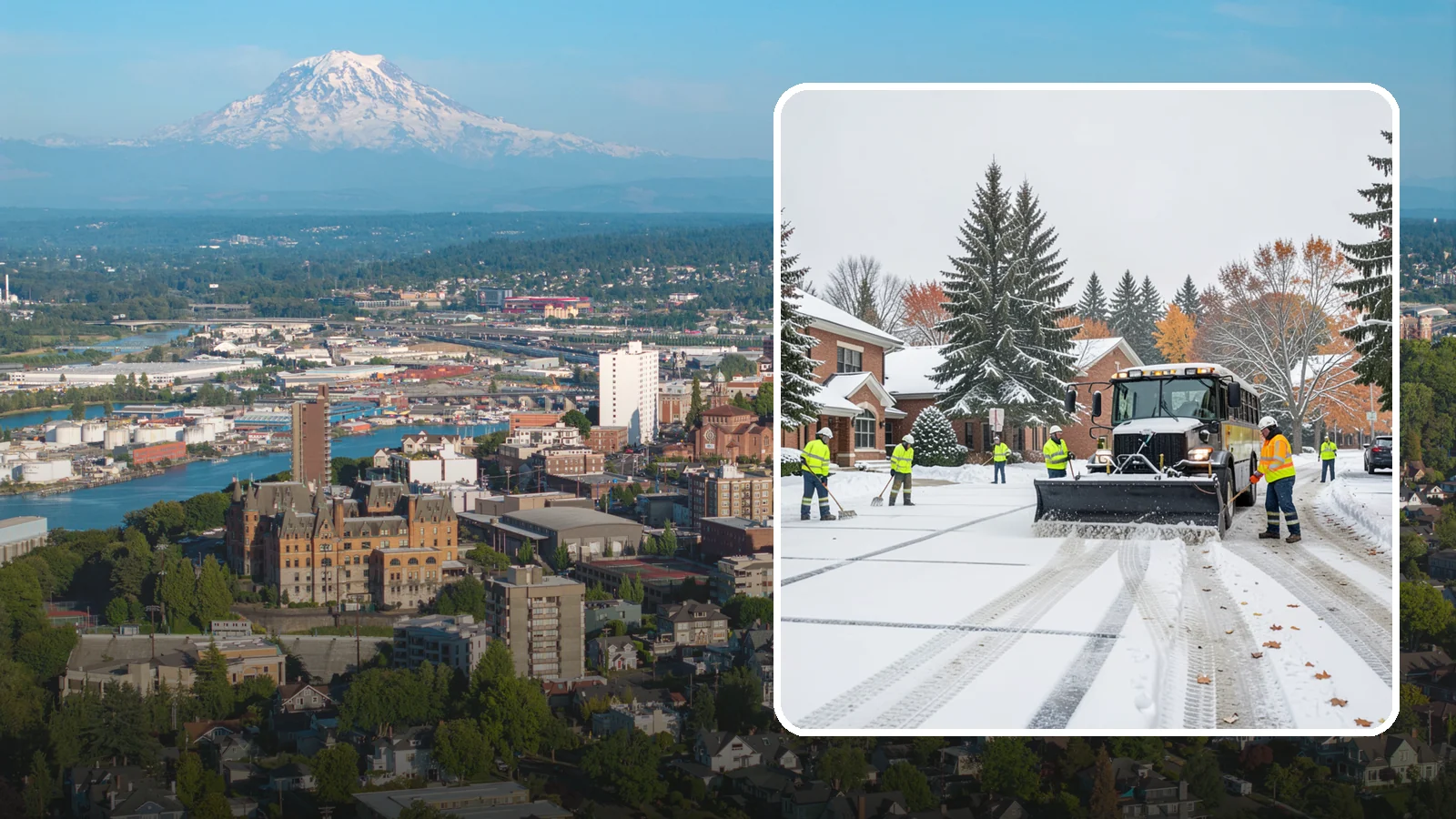 School Campus Snow Removal in Tacoma, Pierce County, WA - We clear school campuses so students, staff, and buses arrive and move safely on snowy mornings.
