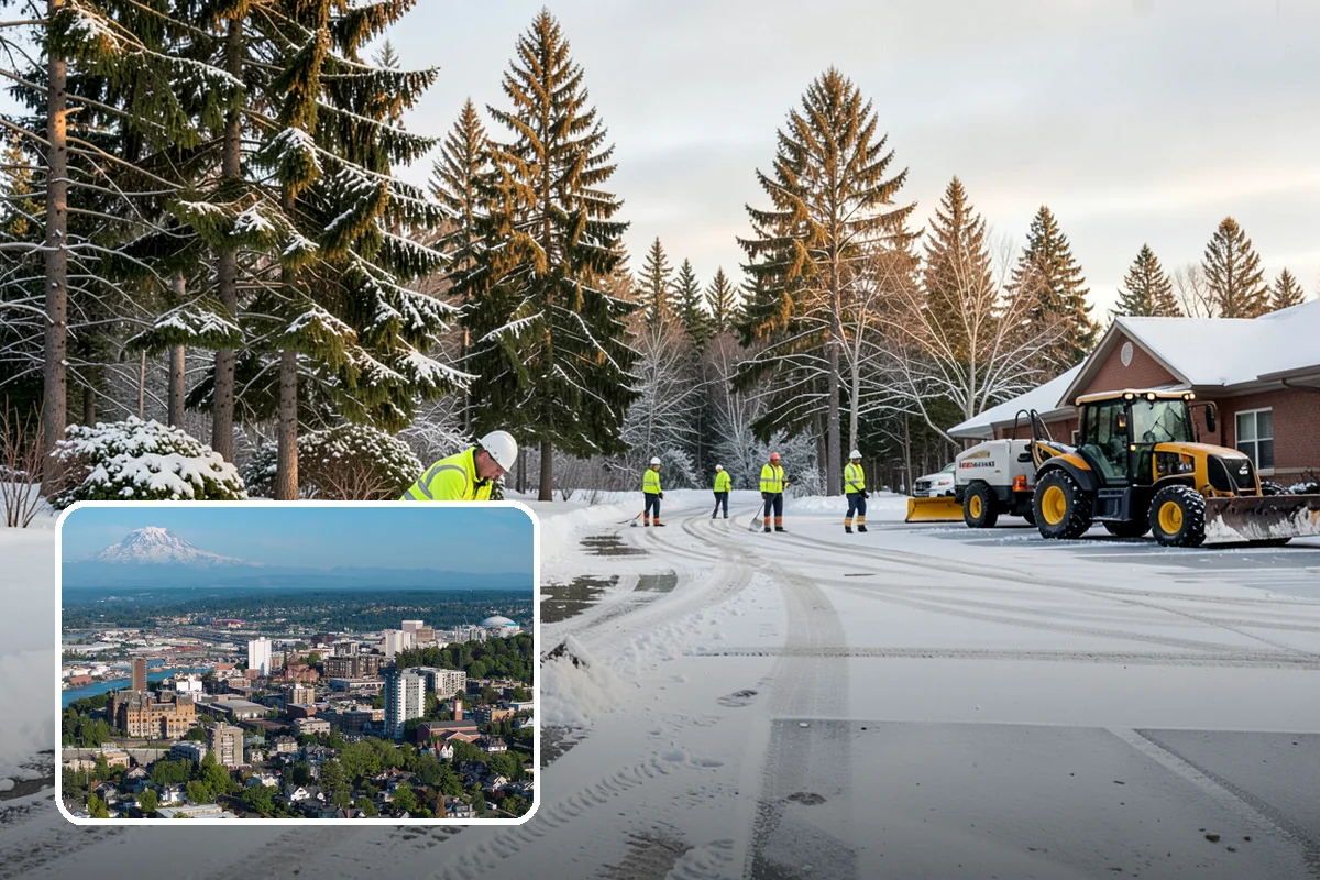 School Campus Snow Removal in Tacoma, Pierce County, WA - Campus ready before students arrive