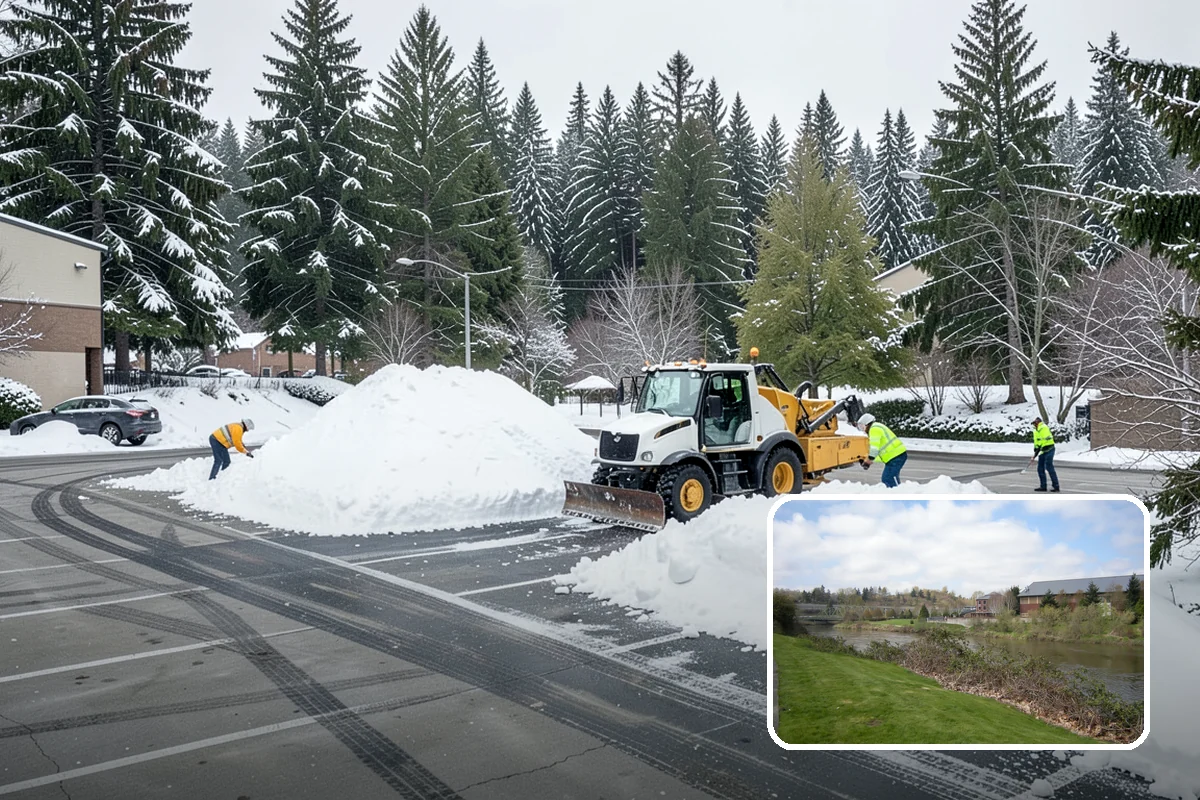 School Campus Snow Removal in Tukwila, King County, WA - Campus ready before students arrive