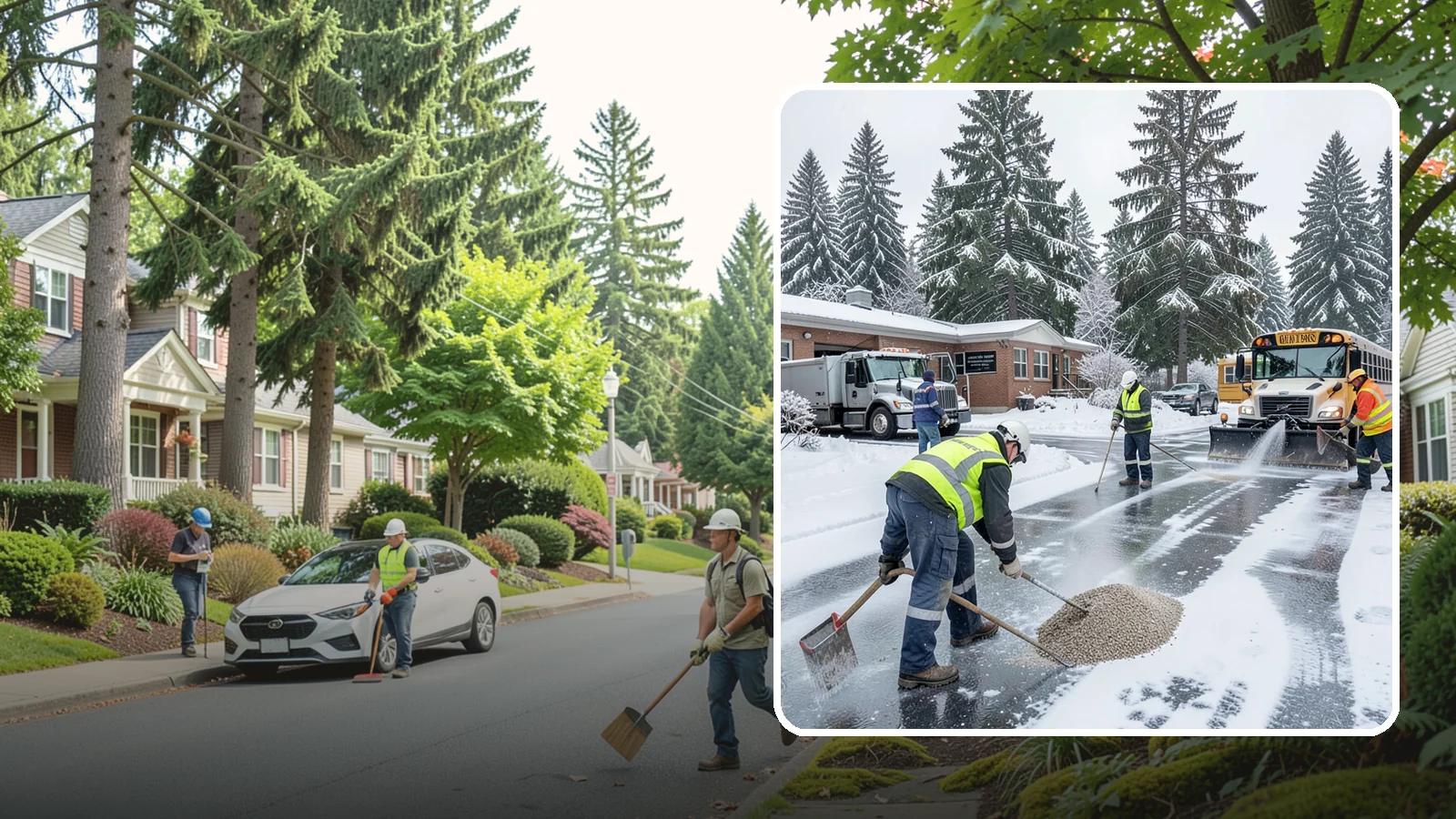 School Deicing in Beaux Arts Village, King County, WA - Deicing for schools that keeps bus loops, crosswalks, and student entrances safe before the first children arrive on a frozen...