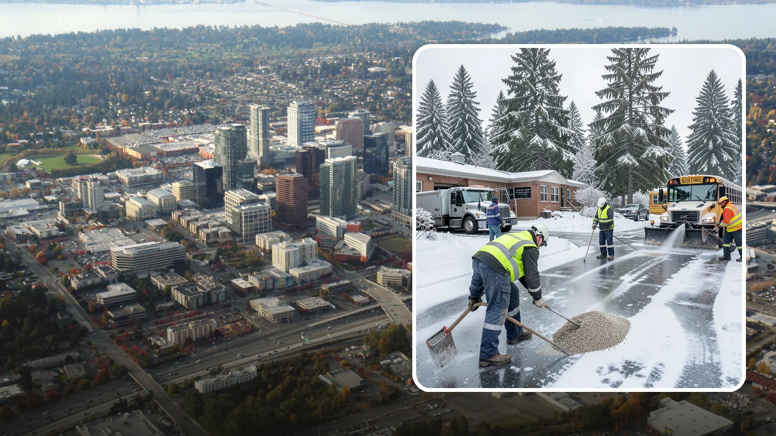 School Deicing in Bellevue, King County, WA - Deicing for schools that keeps bus loops, crosswalks, and student entrances safe before the first children arrive on a frozen...