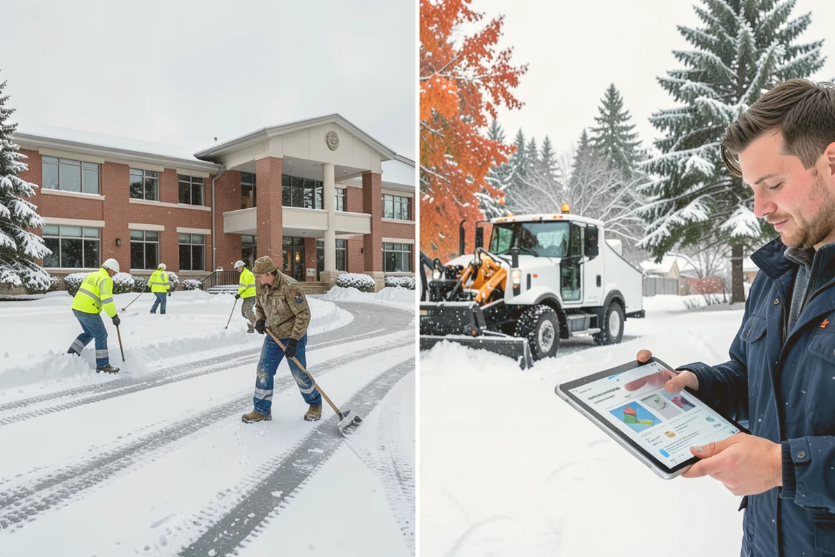 School Deicing in Bellevue, King County, WA - Map bus loops, crosswalks, entrances, and student paths with staff