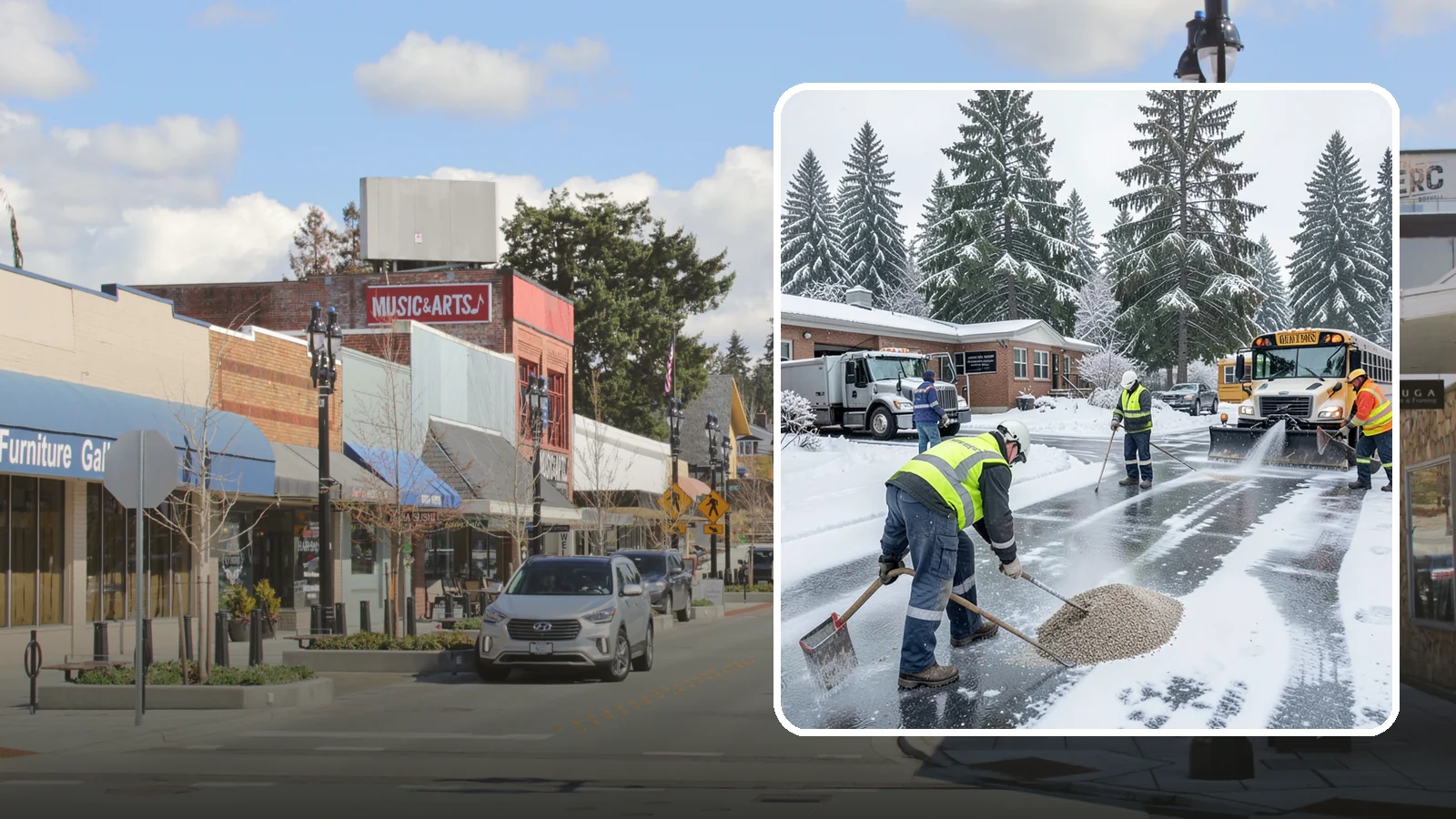 School Deicing in Bothell, King County, WA - Deicing for schools that keeps bus loops, crosswalks, and student entrances safe before the first children arrive on a frozen...