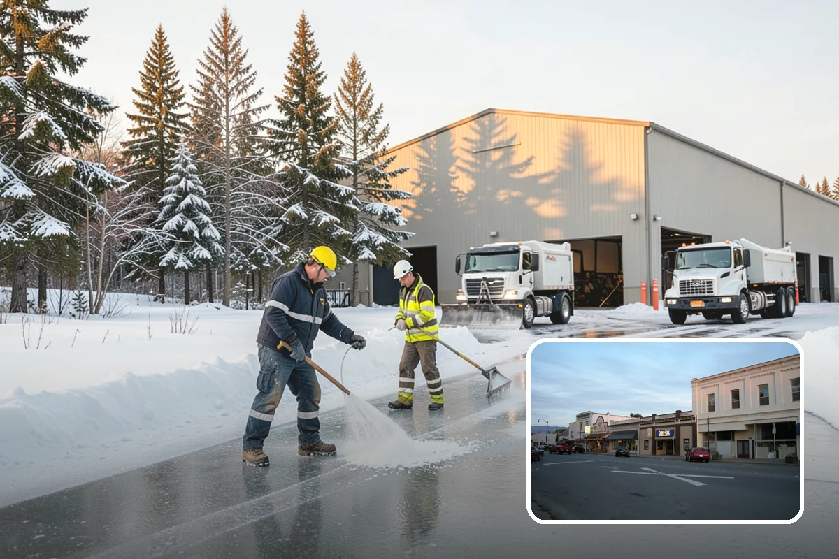 School Deicing in Burlington, Skagit County, WA - Protects students at busy bus loops and crosswalks