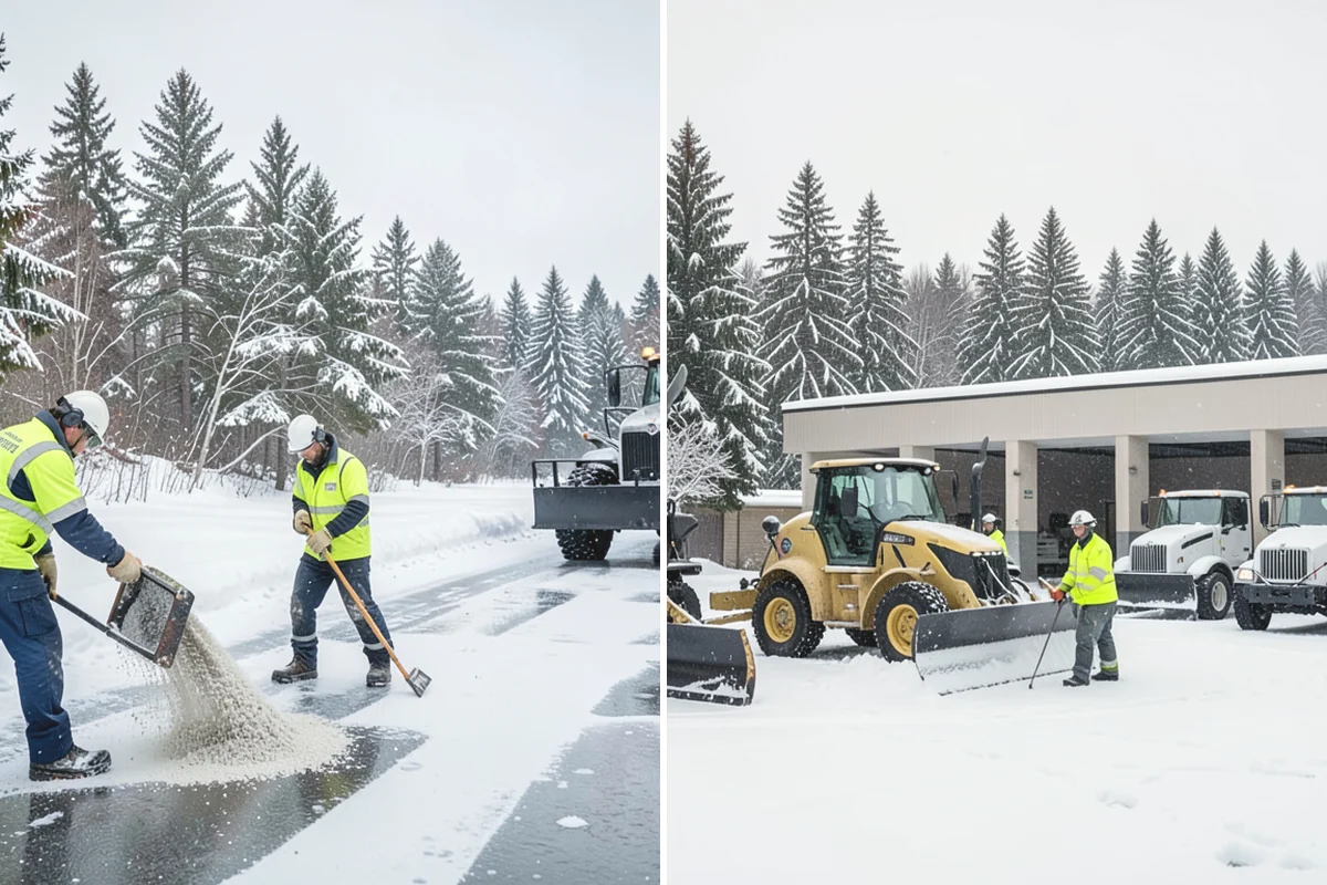 School Deicing in Carnation, King County, WA - Map bus loops, crosswalks, entrances, and student paths with staff