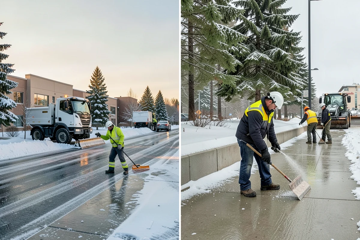 School Deicing in Clyde Hill, King County, WA - Map bus loops, crosswalks, entrances, and student paths with staff