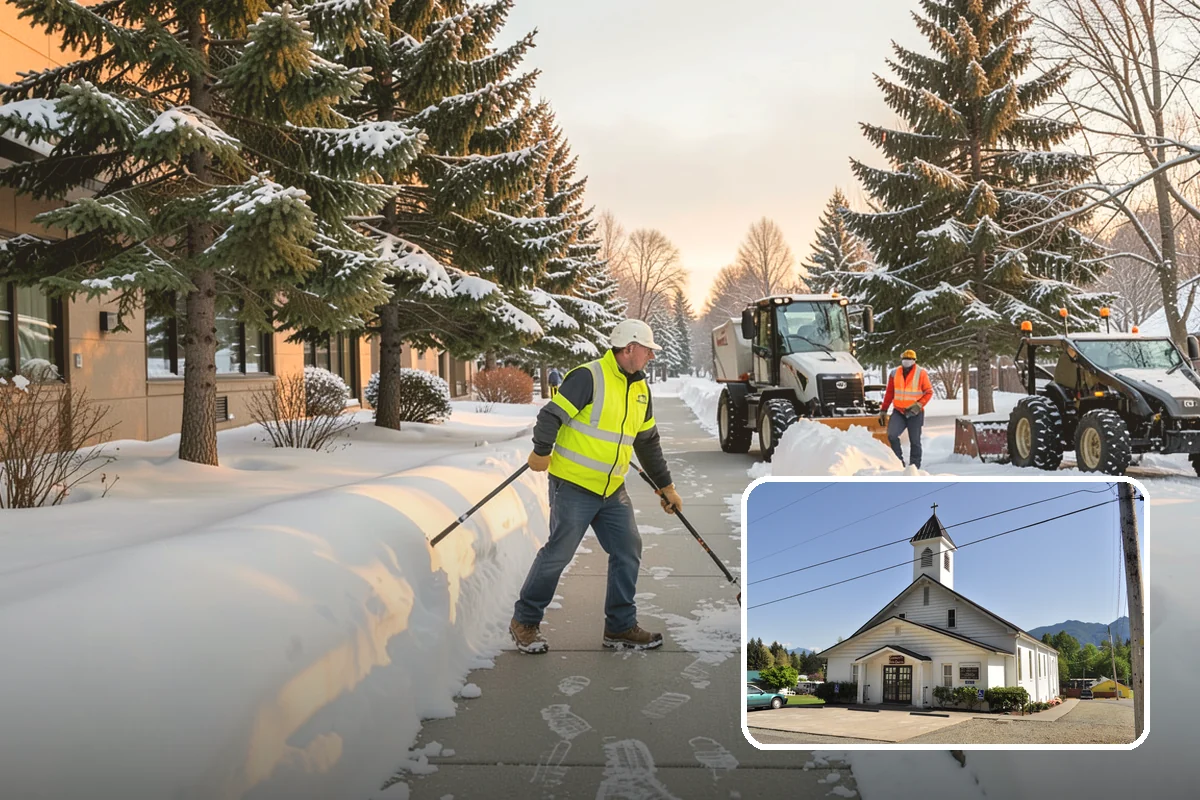 School Deicing in Concrete, Skagit County, WA - Protects students at busy bus loops and crosswalks