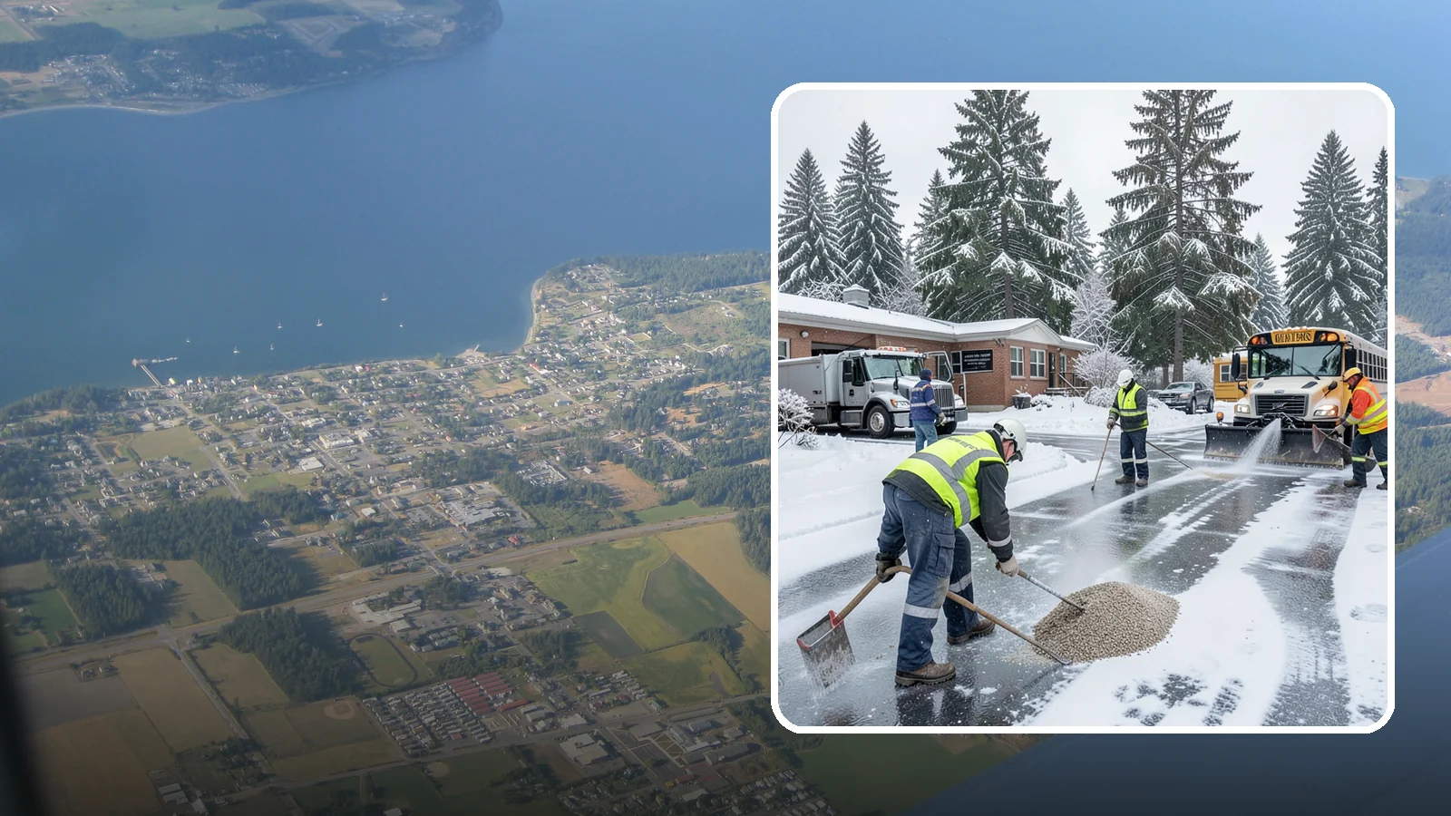 School Deicing in Coupeville, Island County, WA - Deicing for schools that keeps bus loops, crosswalks, and student entrances safe before the first children arrive on a frozen...