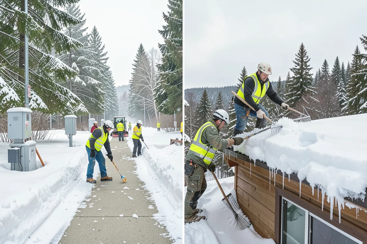 School Deicing in Covington, King County, WA - Map bus loops, crosswalks, entrances, and student paths with staff