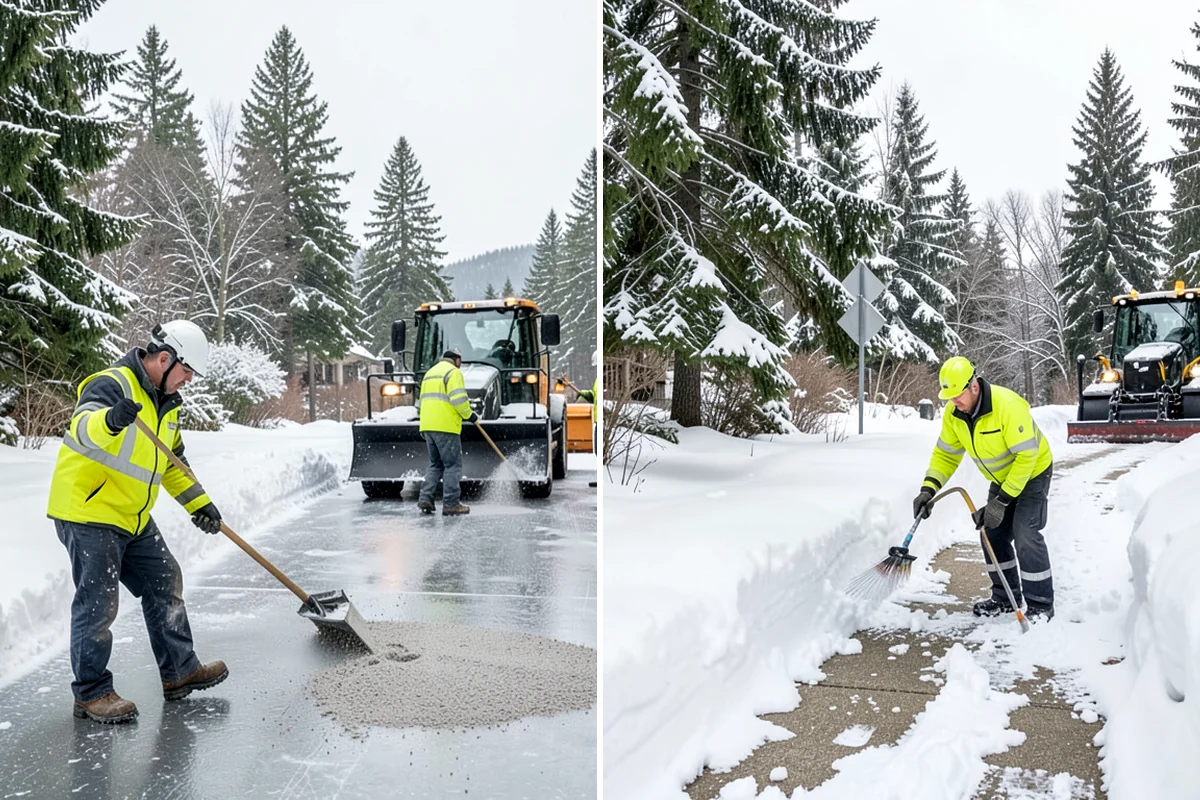 School Deicing in DuPont, Pierce County, WA - Map bus loops, crosswalks, entrances, and student paths with staff