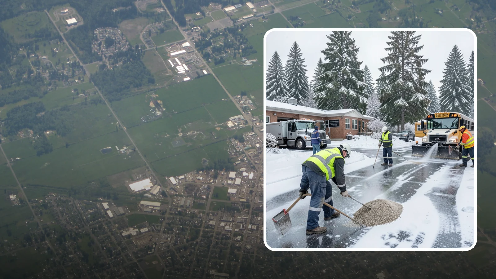 School Deicing in Enumclaw, King County, WA - Deicing for schools that keeps bus loops, crosswalks, and student entrances safe before the first children arrive on a frozen...