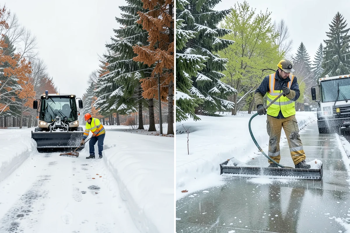 School Deicing in Federal Way, King County, WA - Map bus loops, crosswalks, entrances, and student paths with staff