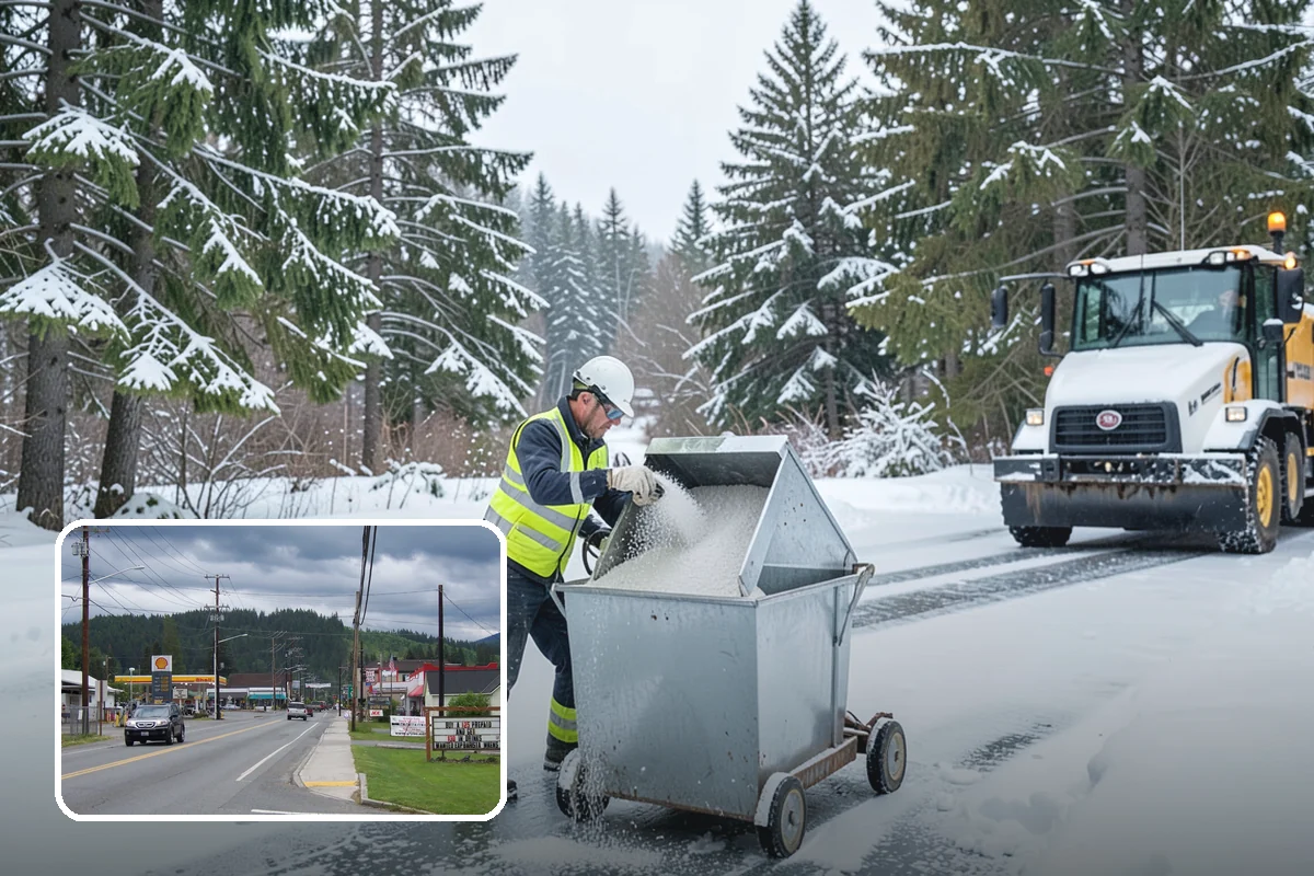 School Deicing in Granite Falls, Snohomish County, WA - Protects students at busy bus loops and crosswalks