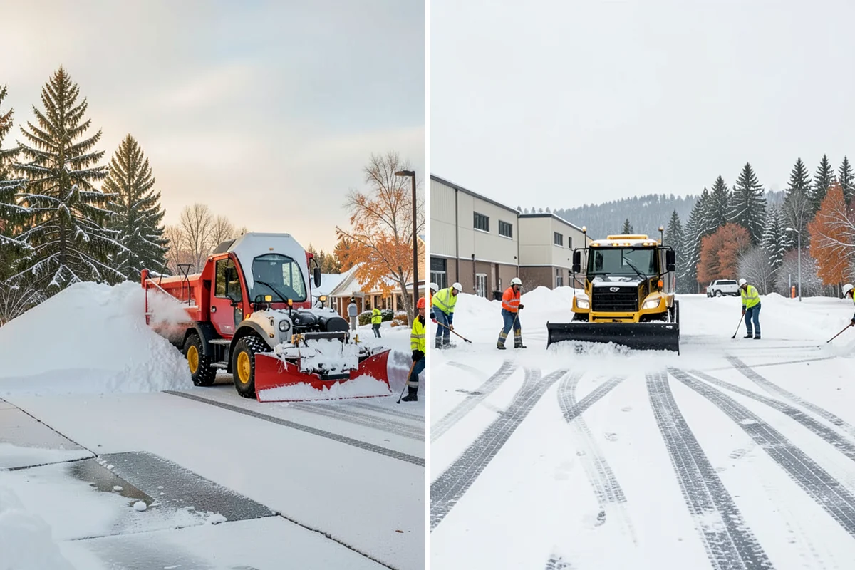 School Deicing in Hunts Point, King County, WA - Map bus loops, crosswalks, entrances, and student paths with staff