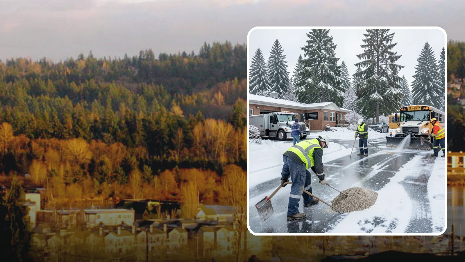 School Deicing in Kenmore, King County, WA - Deicing for schools that keeps bus loops, crosswalks, and student entrances safe before the first children arrive on a frozen...