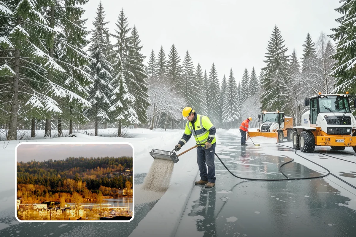 School Deicing in Kenmore, King County, WA - Protects students at busy bus loops and crosswalks