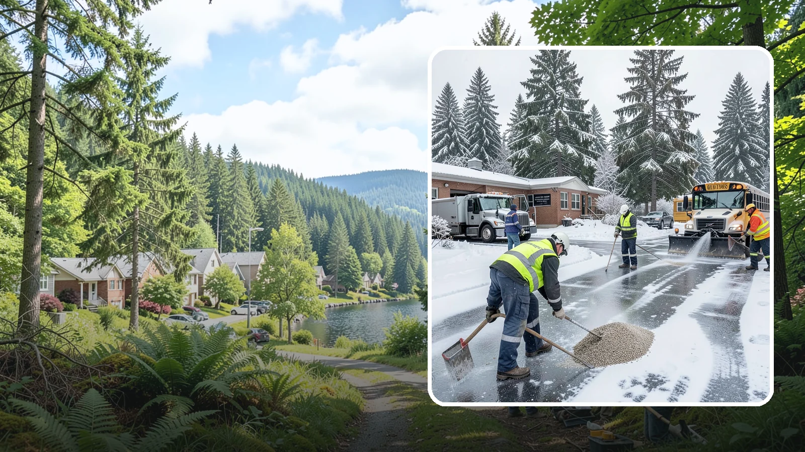 School Deicing in Lake Forest Park, King County, WA - Deicing for schools that keeps bus loops, crosswalks, and student entrances safe before the first children arrive on a frozen...