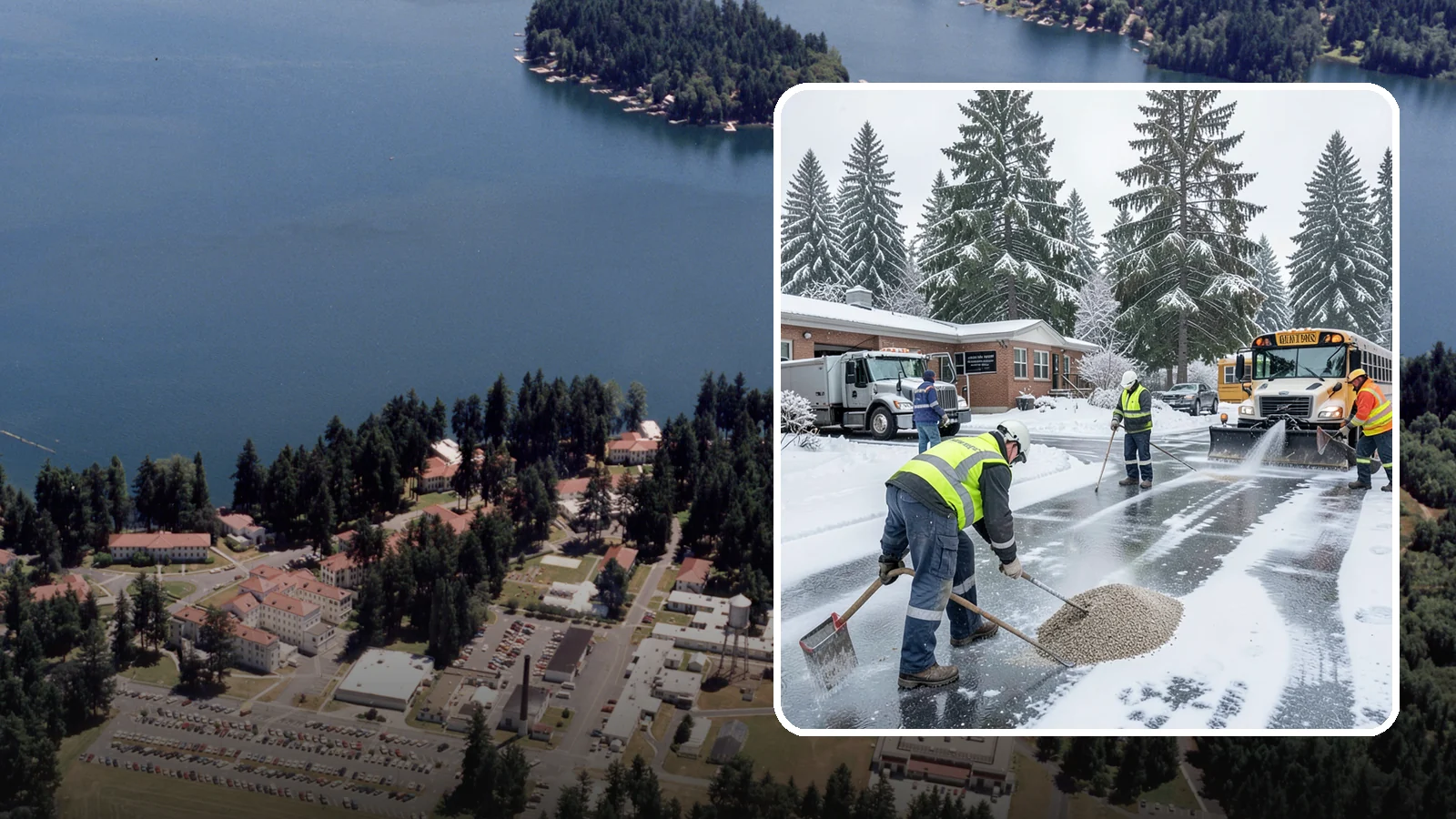 School Deicing in Lakewood, Pierce County, WA - Deicing for schools that keeps bus loops, crosswalks, and student entrances safe before the first children arrive on a frozen...