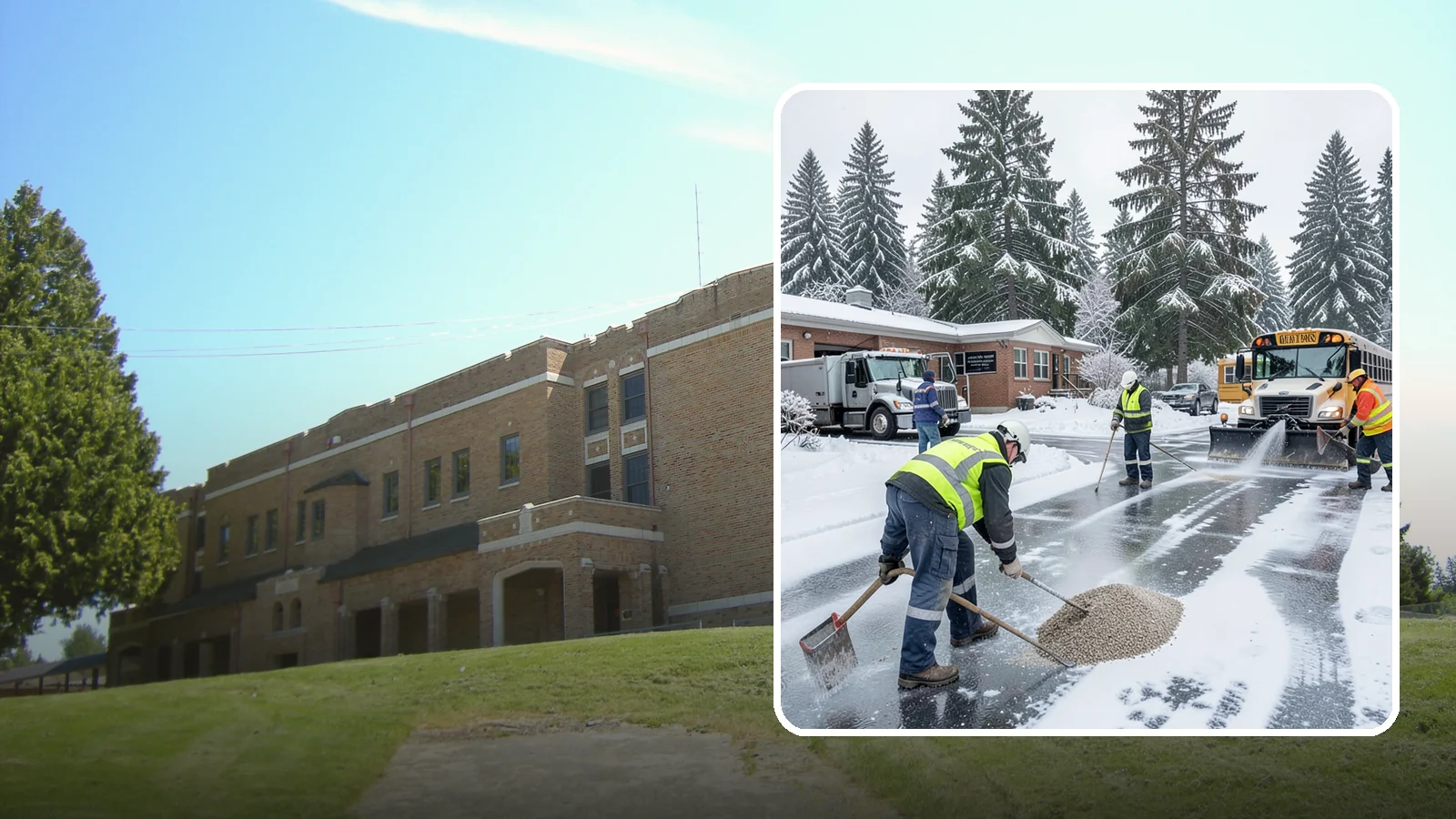 School Deicing in Maple Valley, King County, WA - Deicing for schools that keeps bus loops, crosswalks, and student entrances safe before the first children arrive on a frozen...