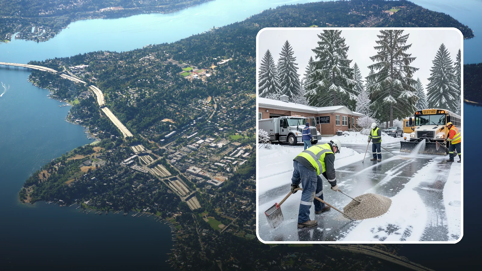 School Deicing in Mercer Island, King County, WA - Deicing for schools that keeps bus loops, crosswalks, and student entrances safe before the first children arrive on a frozen...