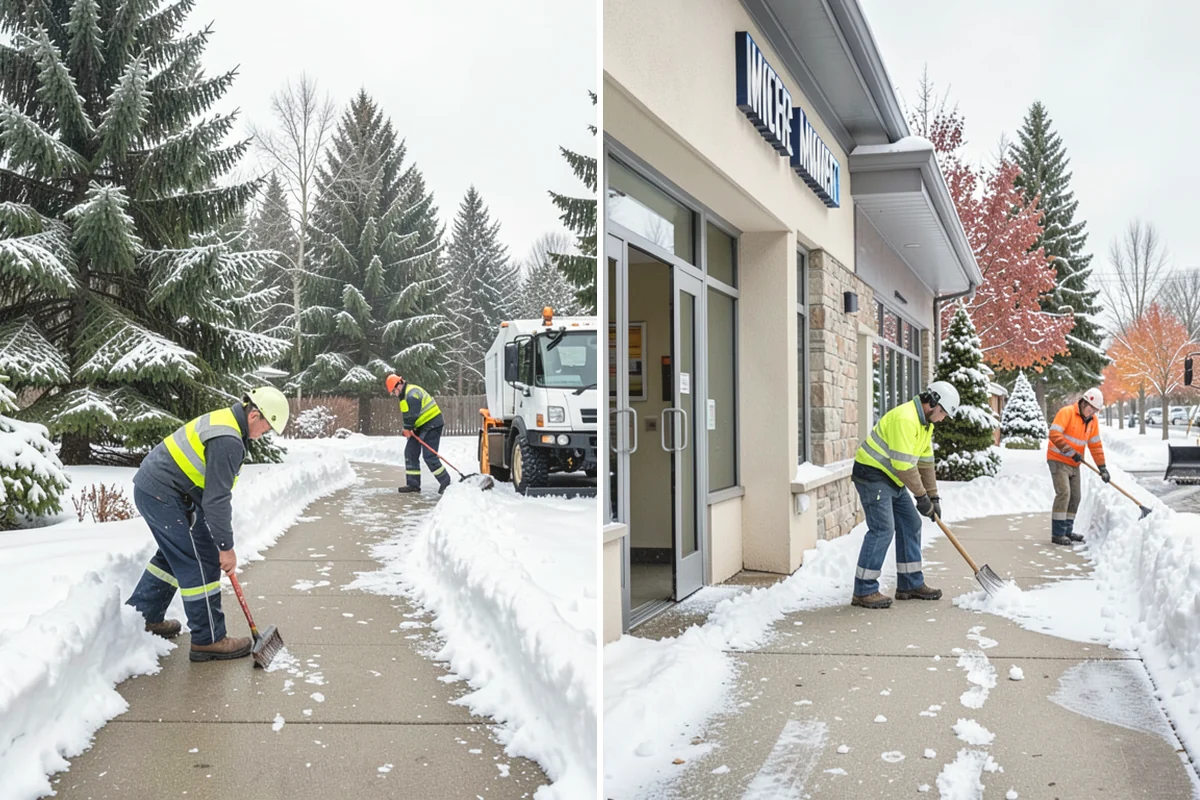 School Deicing in Mill Creek, Snohomish County, WA - Map bus loops, crosswalks, entrances, and student paths with staff