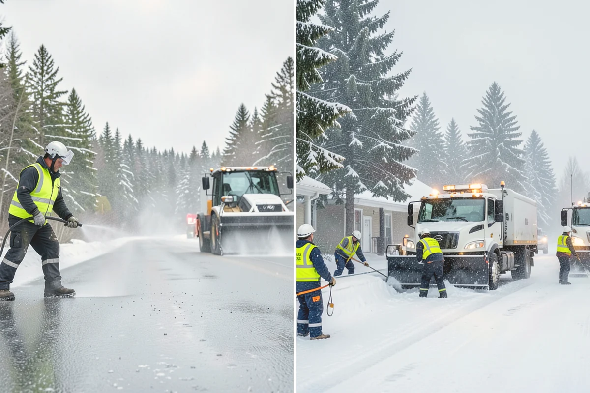 School Deicing in Milton, King County, WA - Map bus loops, crosswalks, entrances, and student paths with staff