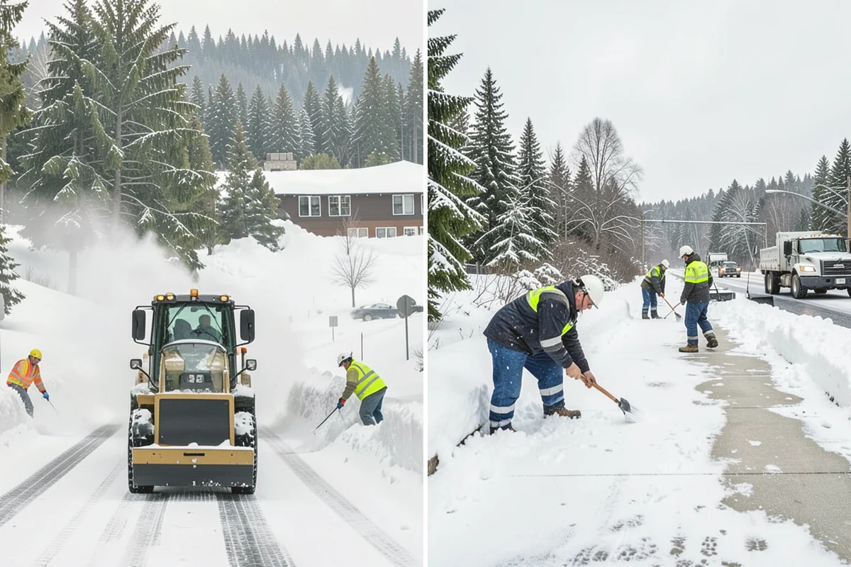 School Deicing in Mukilteo, Snohomish County, WA - Map bus loops, crosswalks, entrances, and student paths with staff