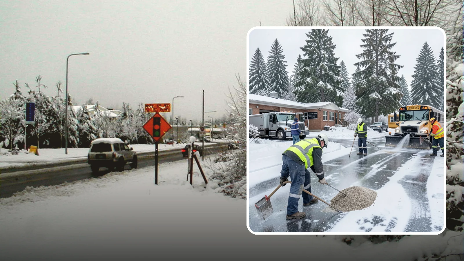 School Deicing in Newcastle, King County, WA - Deicing for schools that keeps bus loops, crosswalks, and student entrances safe before the first children arrive on a frozen...
