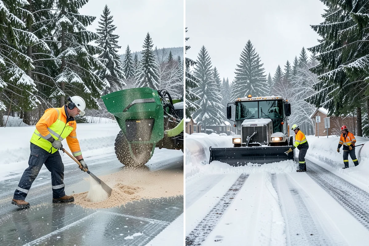 School Deicing in Normandy Park, King County, WA - Map bus loops, crosswalks, entrances, and student paths with staff