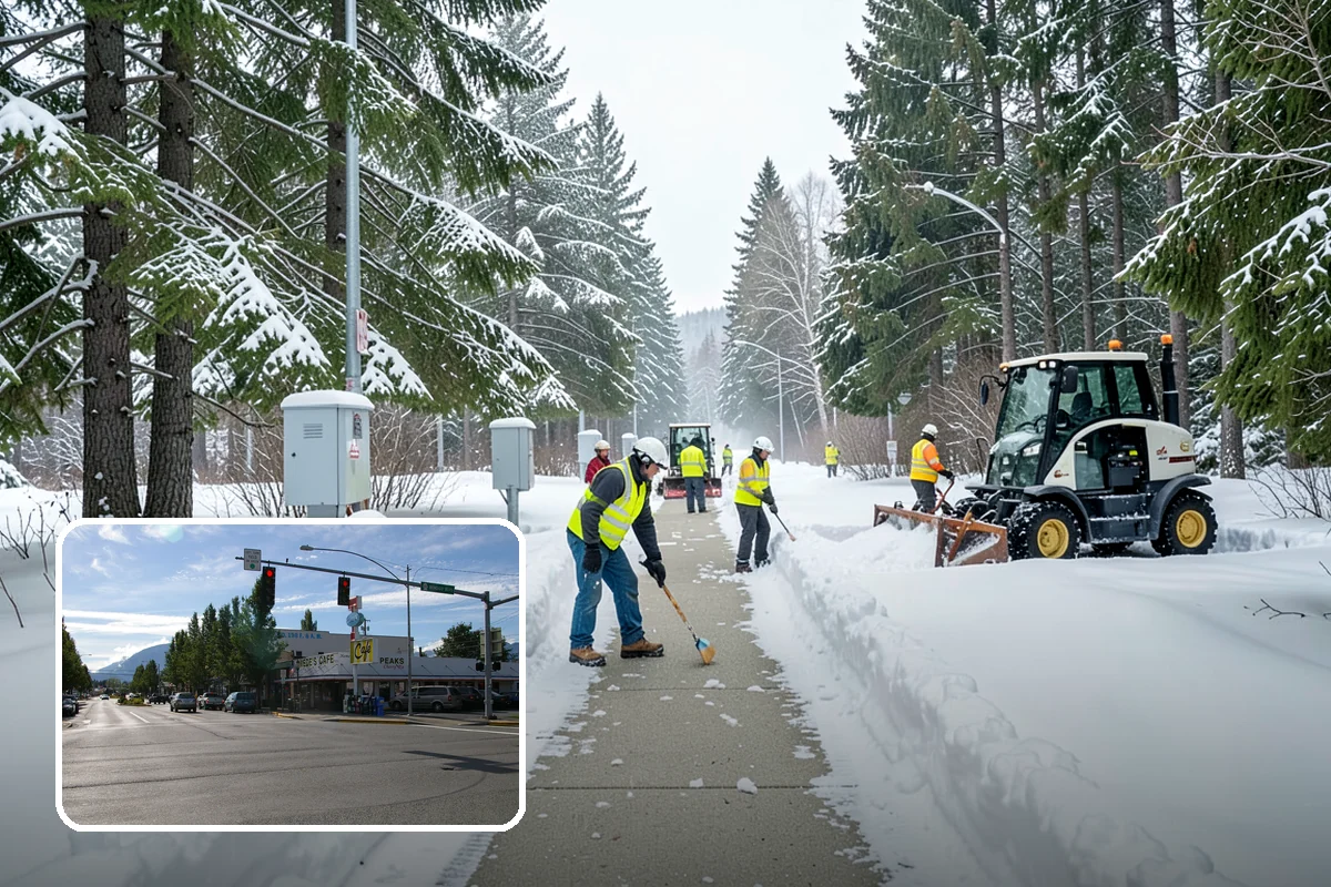 School Deicing in North Bend, King County, WA - Protects students at busy bus loops and crosswalks