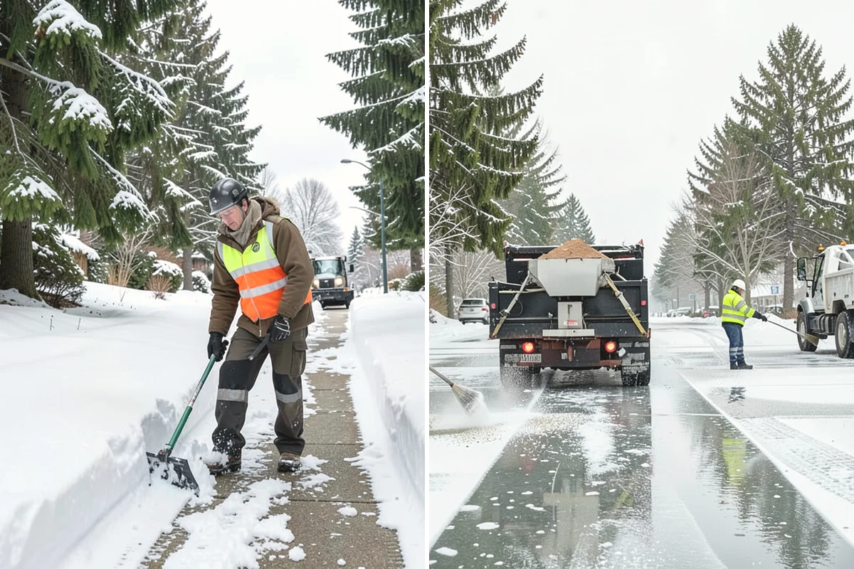School Deicing in Ruston, Pierce County, WA - Map bus loops, crosswalks, entrances, and student paths with staff